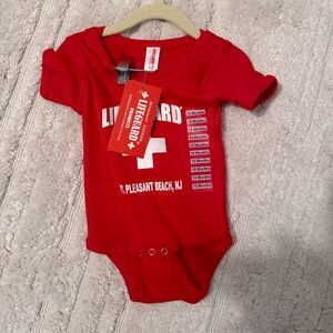 Red Lifeguard Baby Tshirt Onesie, 18 months, Snaps NWT